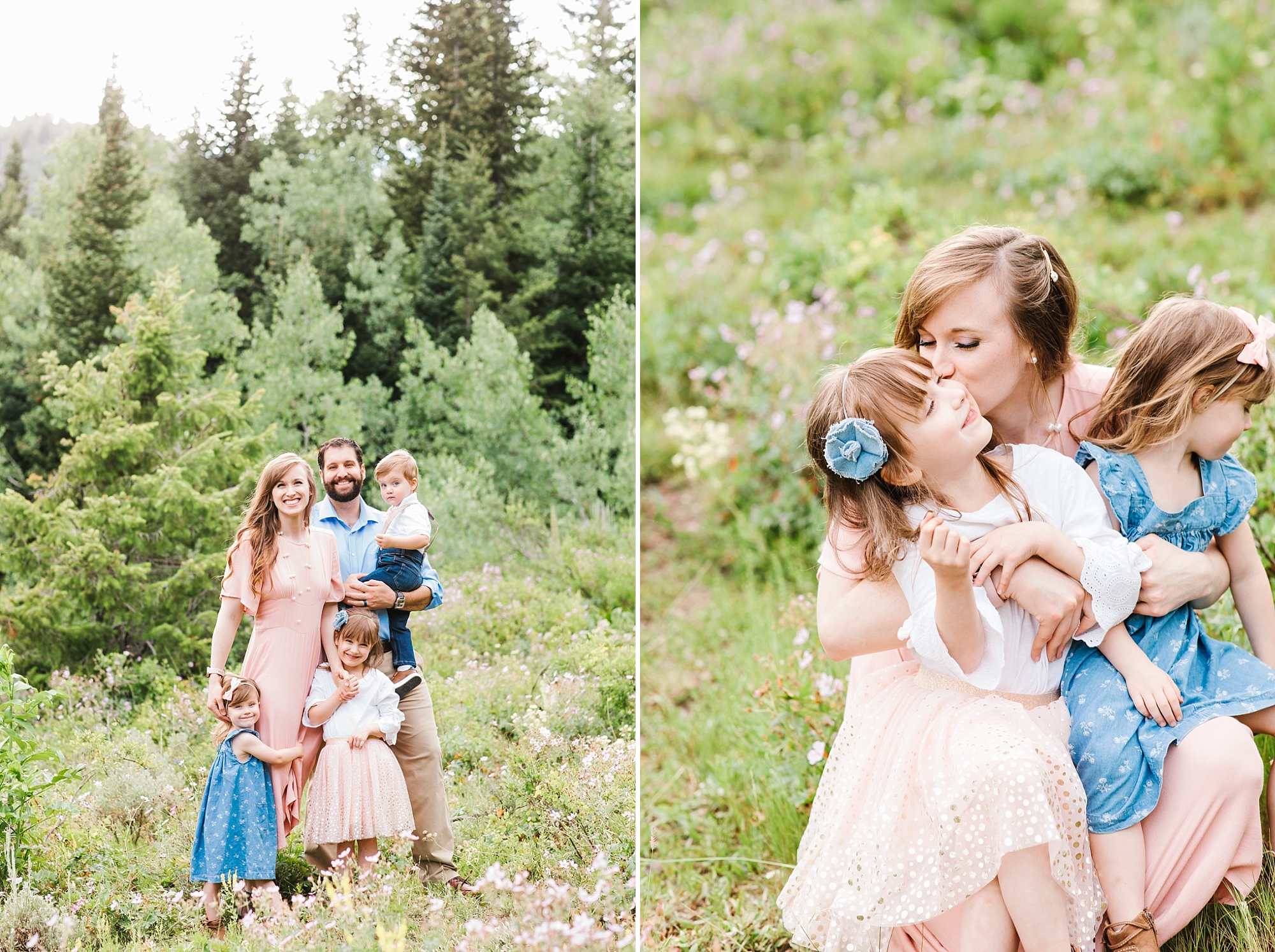 Soft pink, white, and tan with a pop of blue make a perfect color palette for your upcoming summer family session.