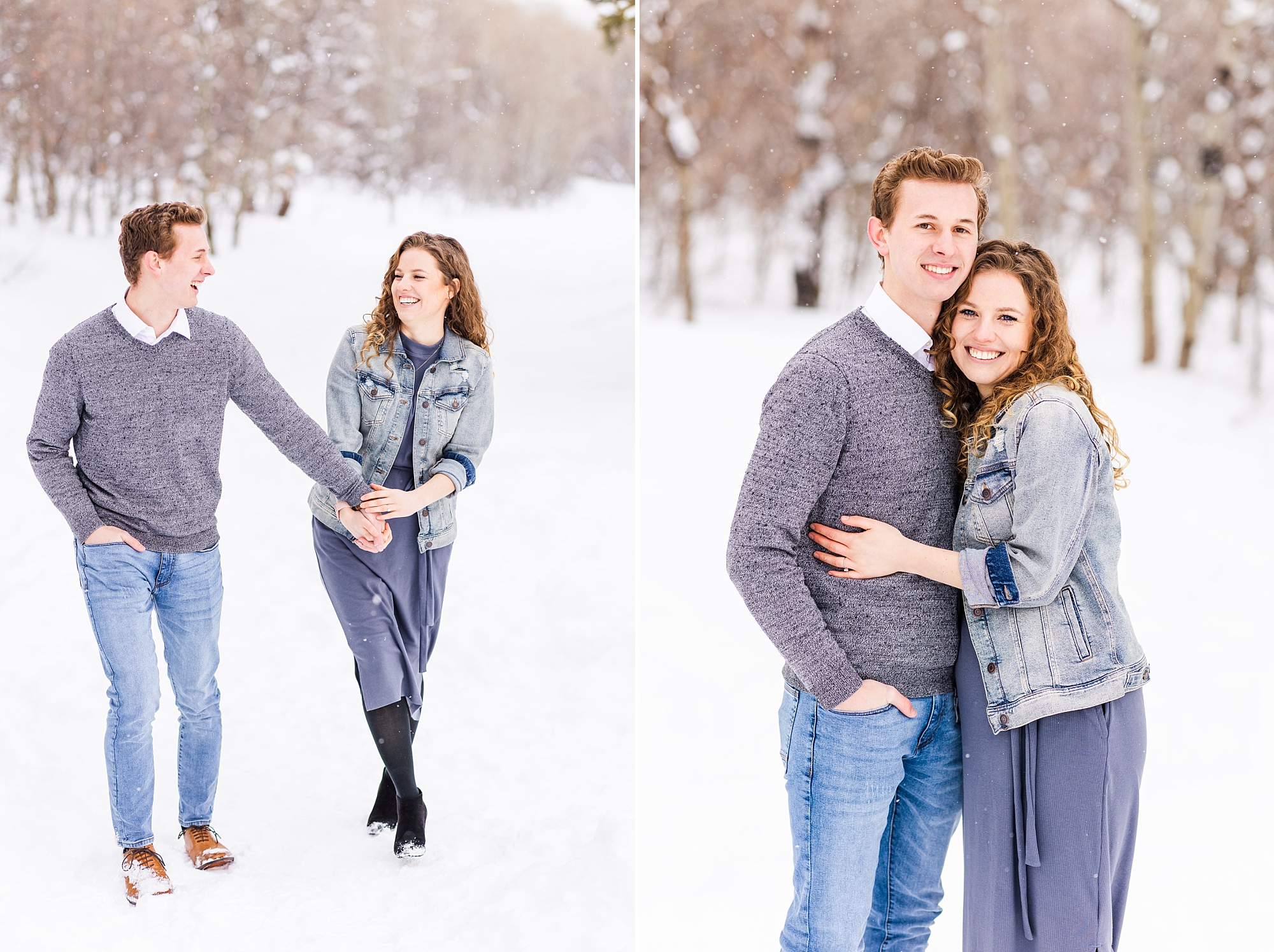 Engagement session in the snowy Utah mountains