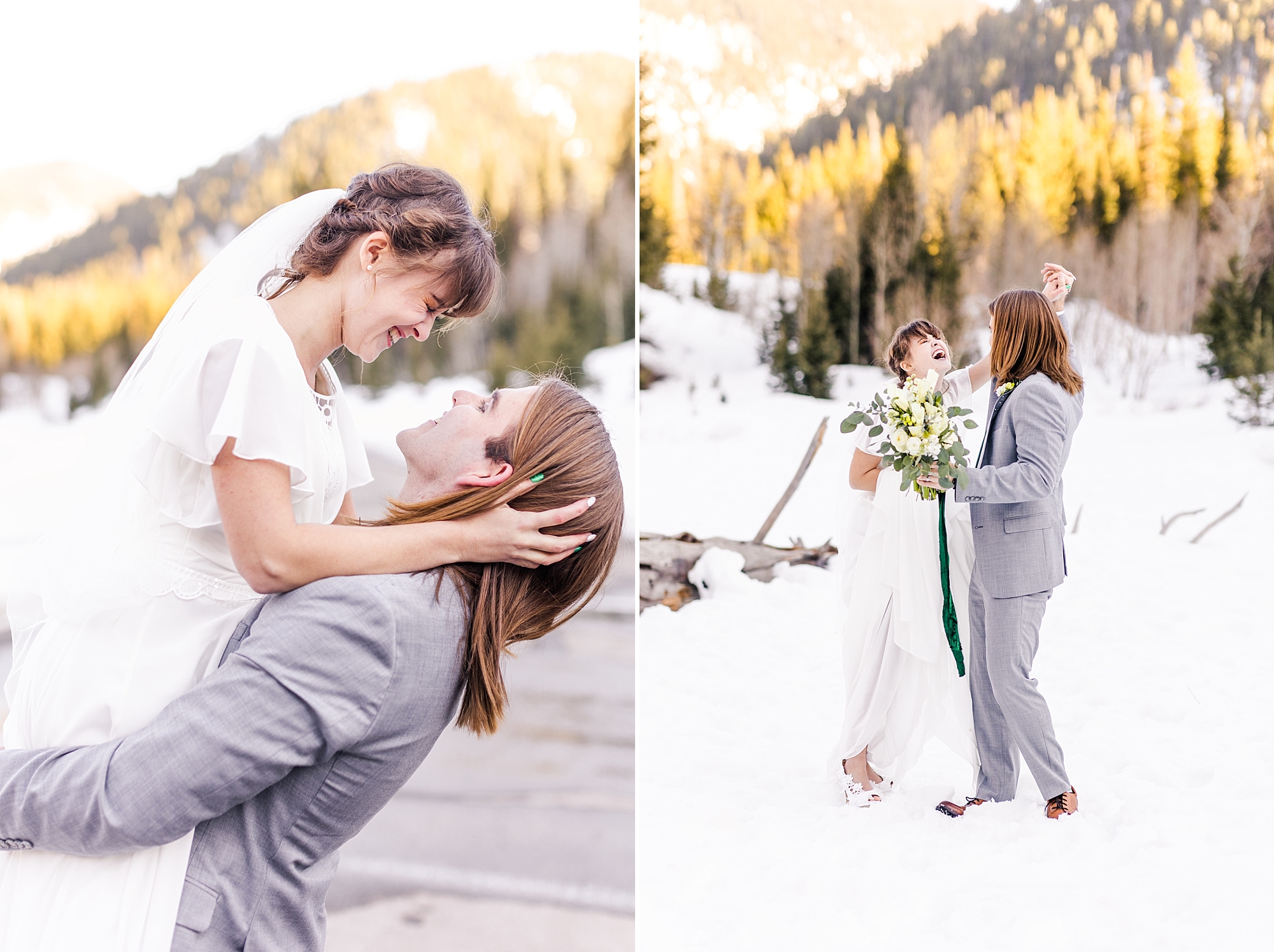 Fun and playful wedding formals in the Utah mountains