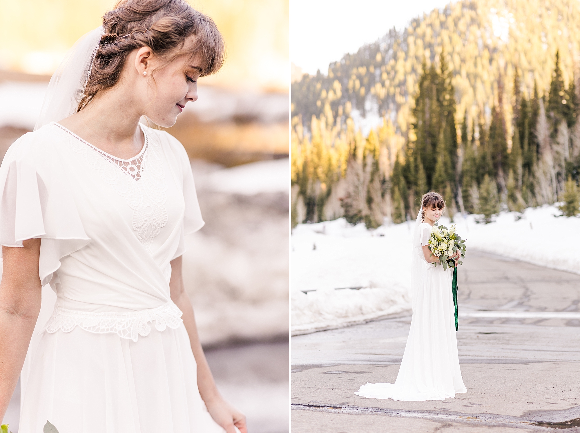 Winter wedding bridals in the Utah mountians