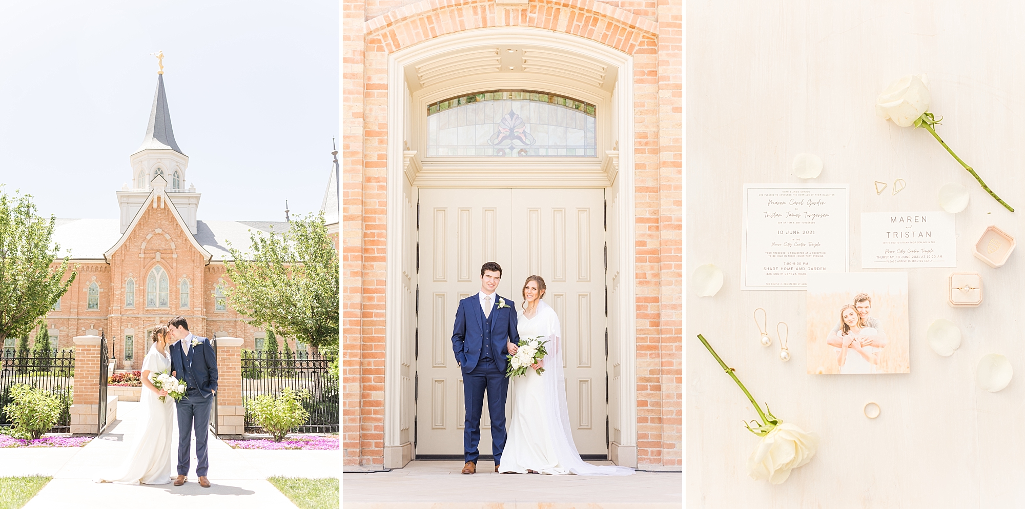 Summer Wedding at Provo City Center Temple and Shade Home and Garden
