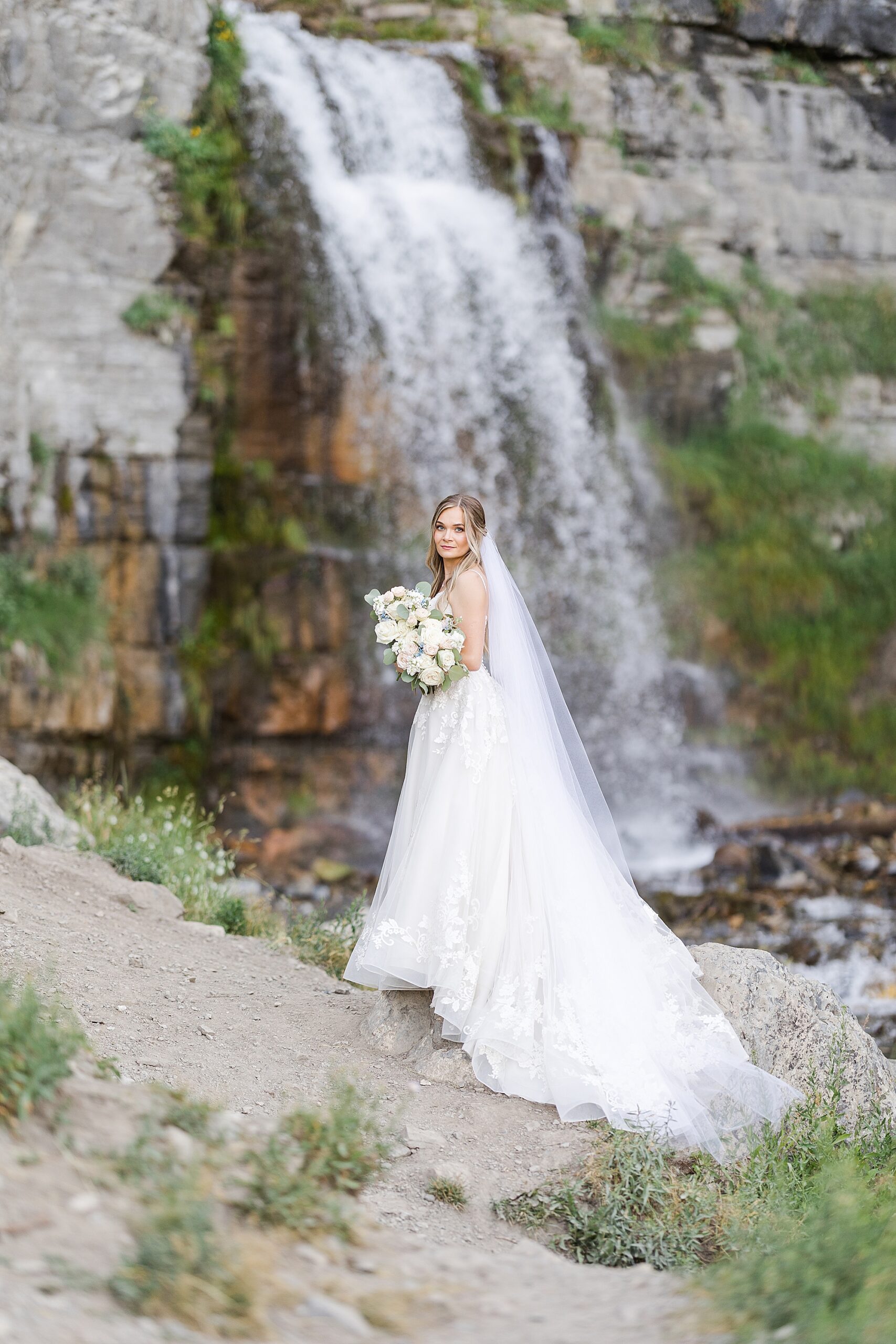 Bridal session at Stewart Falls, Mount Timpanogos