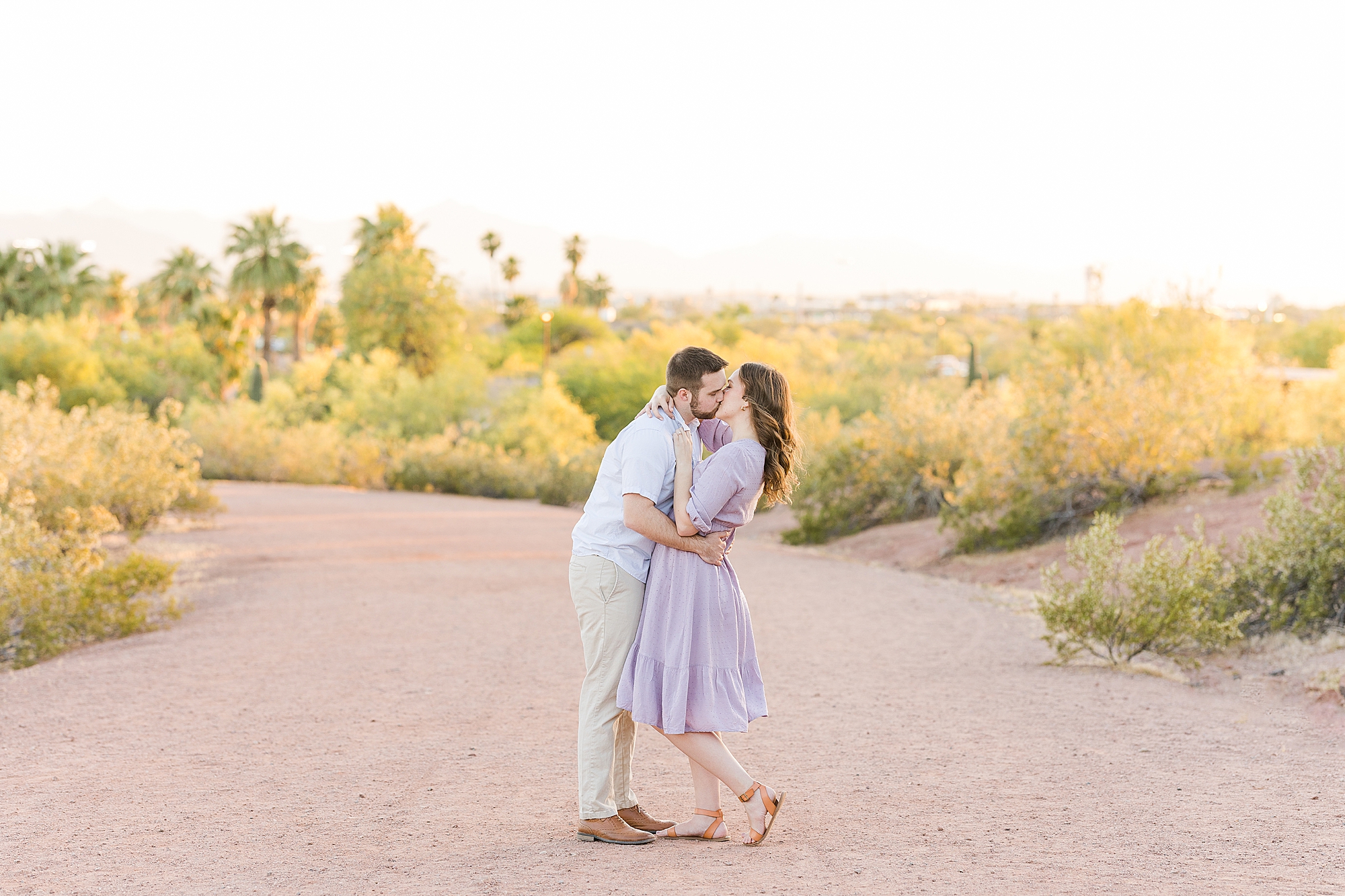 A scenic view of the valley in the distance during their engagement session at Papago Park
