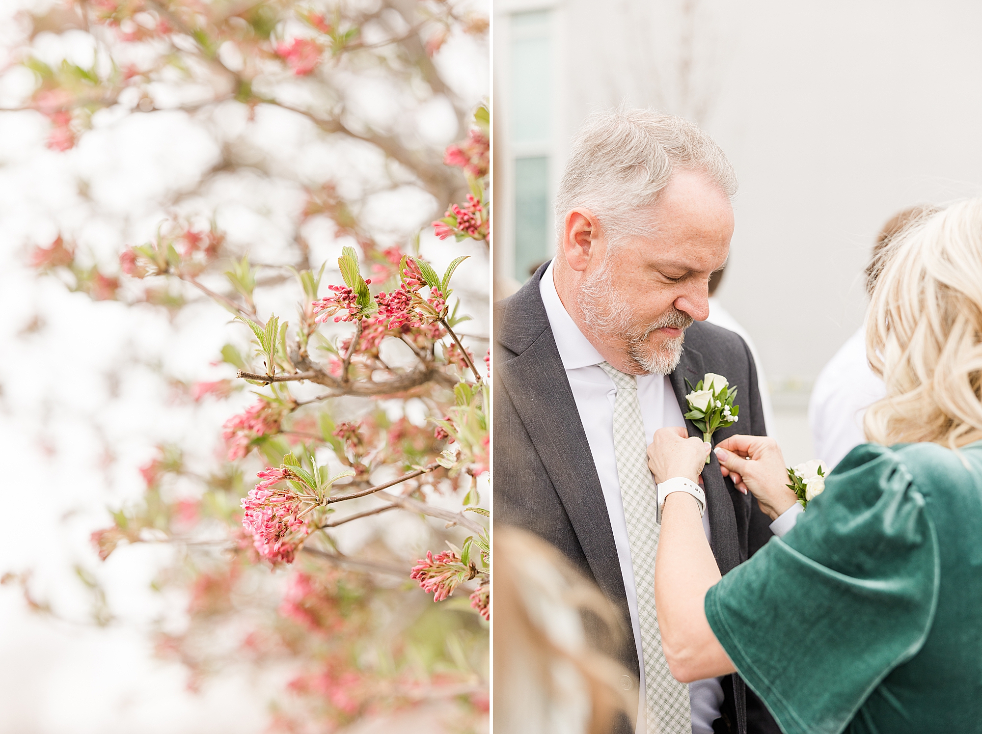 Father of the bride getting his boutonniere on