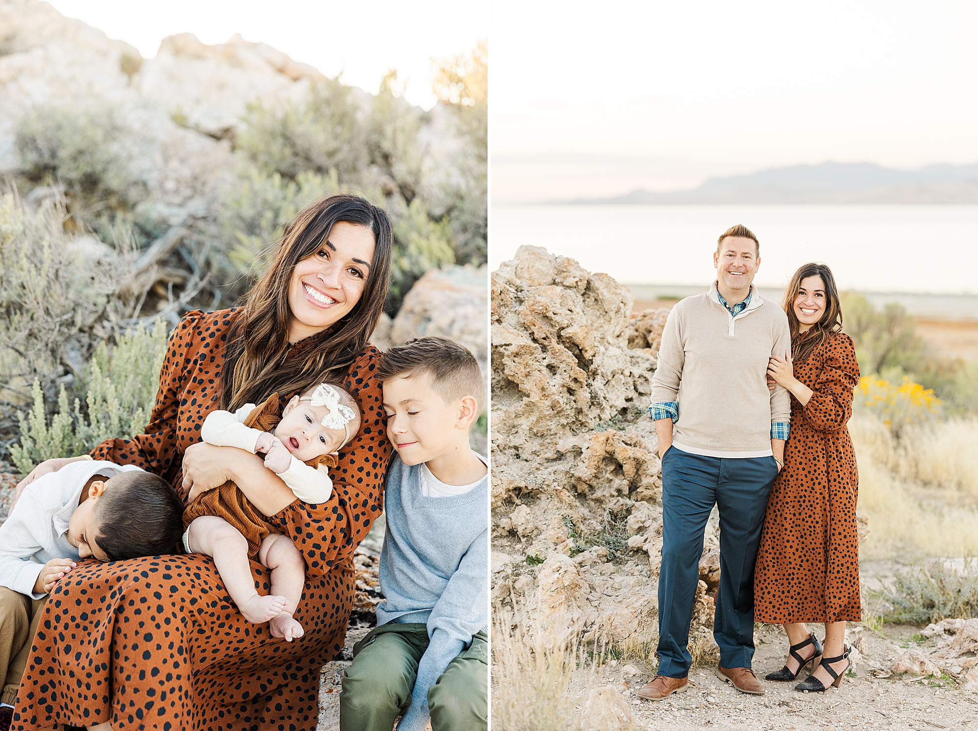 Golden hour family session at Antelope Island